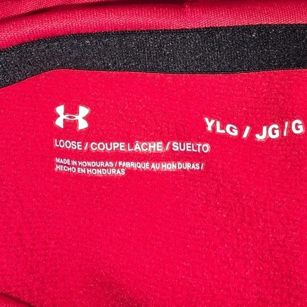 Under Armour‎ Youth Large Red Hoodie Loose Fit Pullover Kangaroo Pocket Athletic